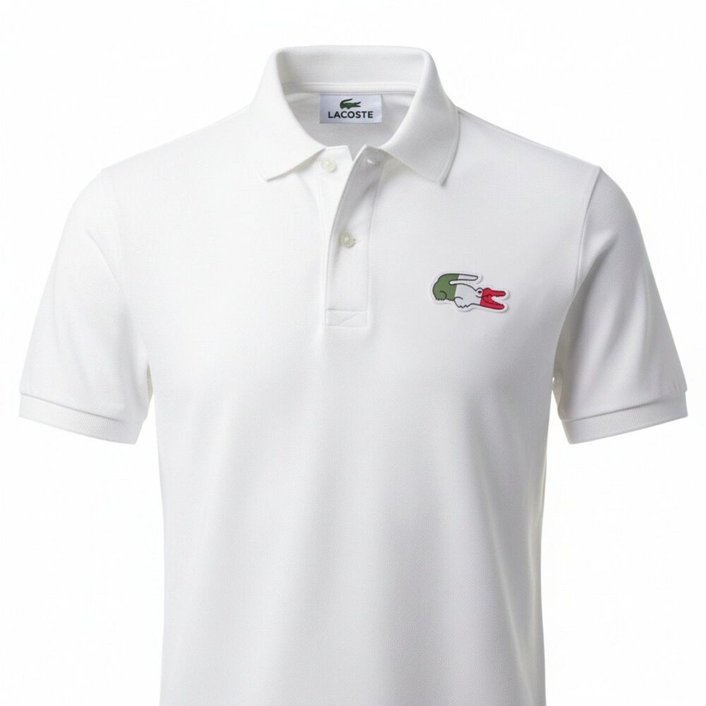 Lacoste Men’s White Polo Shirt L/XL 6 Italian Croc Logo Classic Fit Golf Casual